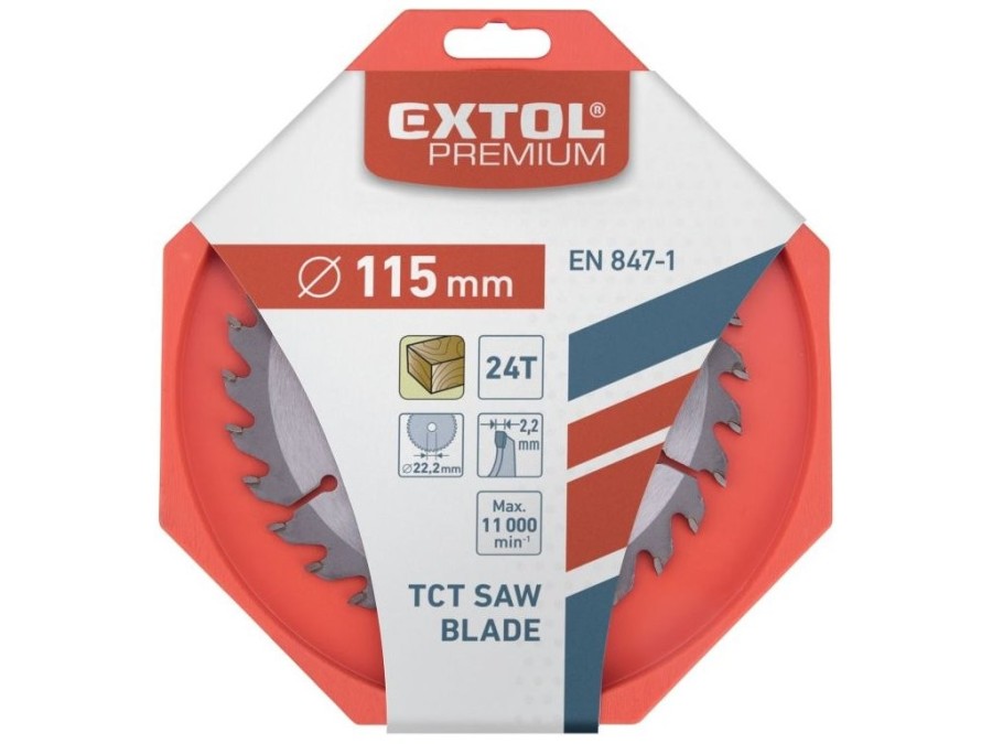 (obrázek pro) Kotouč pilový s SK plátky, 140x2,0x16mm, 30T, šířka SK plátků 2,8mm, EXTOL PREMIUM