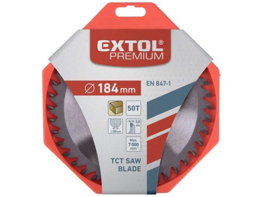 (obrázek pro) Kotouč pilový s SK plátky, 184x2,2x30mm, 50T, šířka SK plátků 3,2mm, EXTOL PREMIUM