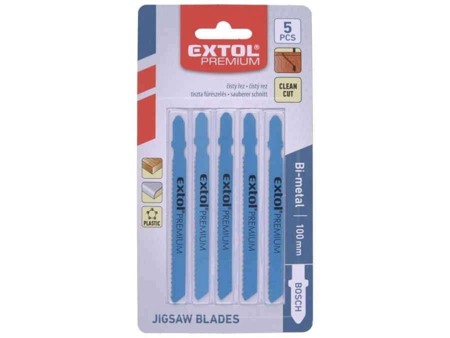 (obrázek pro) Plátky do přím.pily 5ks, 75x2,5mm, úchyt BOSCH, Bi-metal, EXTOL PREMIUM