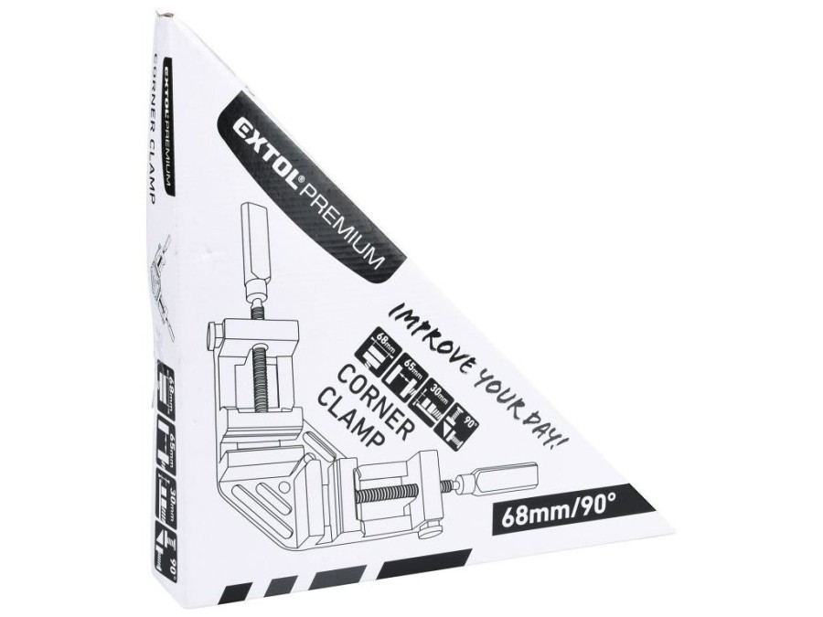 (obrázek pro) Svěrka rohová 90 stupňú, šířka čelistí 65mm, výška čelistí 25mm, max.rozevření čelistí 65mm, EXTOL PREMIUM