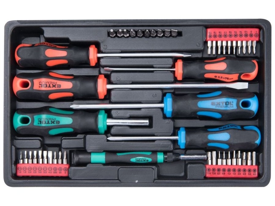 (obrázek pro) Šroubováky a hroty sada 47ks, 1/4″ hroty a 4mm mini hroty, CrV EXTOL PREMIUM