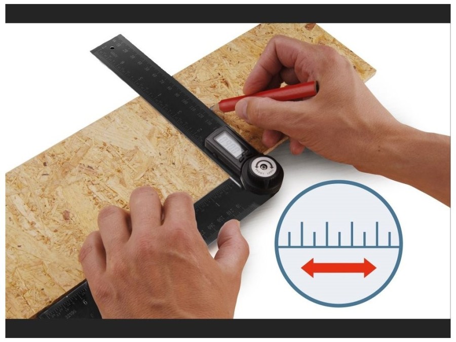 (obrázek pro) úhloměr digitální, 200mm, s pravítkem, nerez, EXTOL PREMIUM