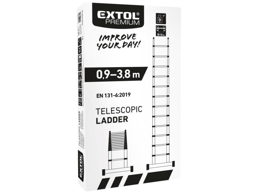 (obrázek pro) Žebřík teleskopický 3,8m EXTOL PREMIUM