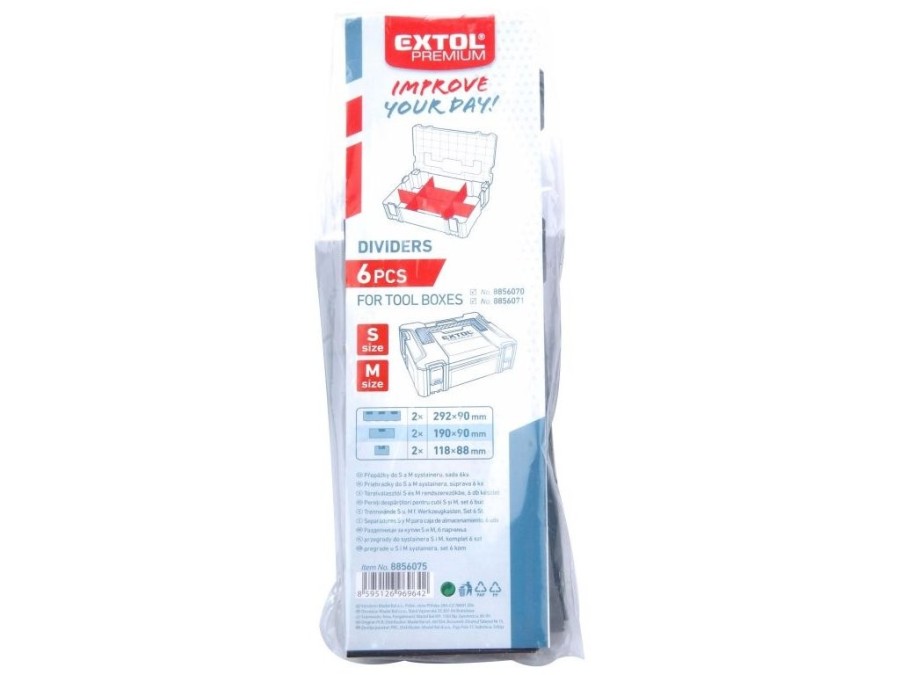 (obrázek pro) Přepážky do S a M plastového boxu, sada 6ks, EXTOL PREMIUM