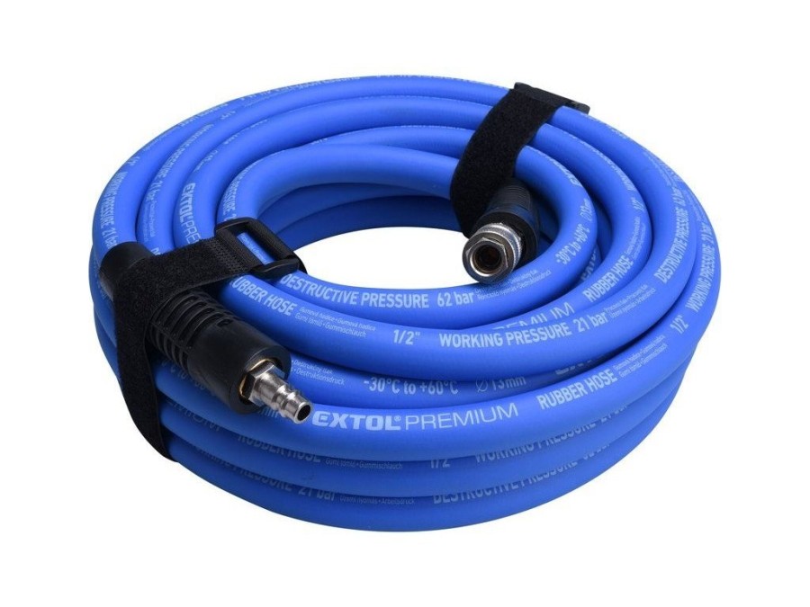 (obrázek pro) Hadice vzduchová, guma, s rychlospojkami, 1/2″ (13/19mm), 10m EXTOL PREMIUM