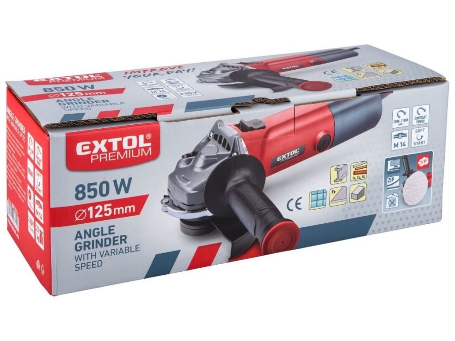 (obrázek pro) Bruska úhlová s regulací rychlosti, 125mm, 850W EXTOL PREMIUM