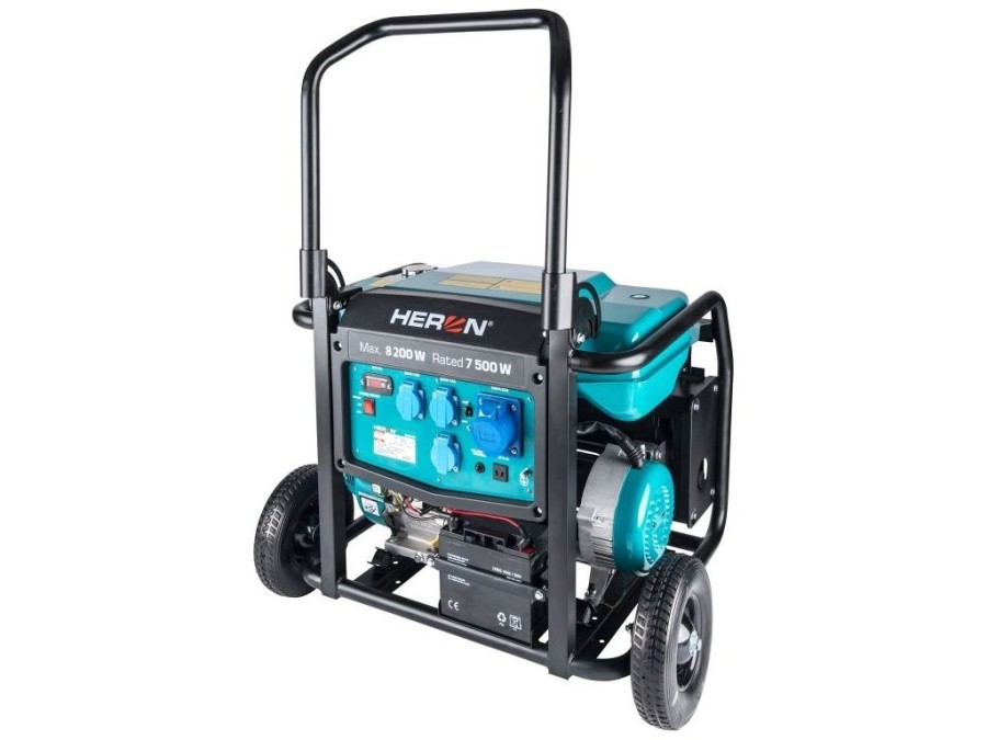 (obrázek pro) Elektrocentrála benzínová 17HP/8.2kW, podvozek, elektrický start HERON