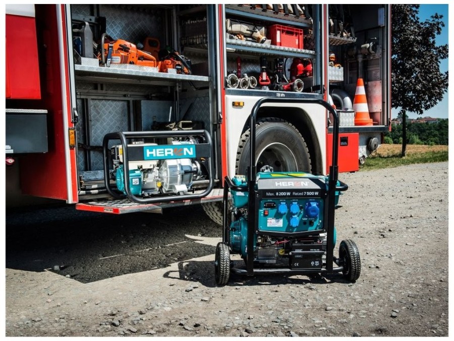(obrázek pro) Elektrocentrála benzínová 17HP/8.2kW, podvozek, elektrický start HERON