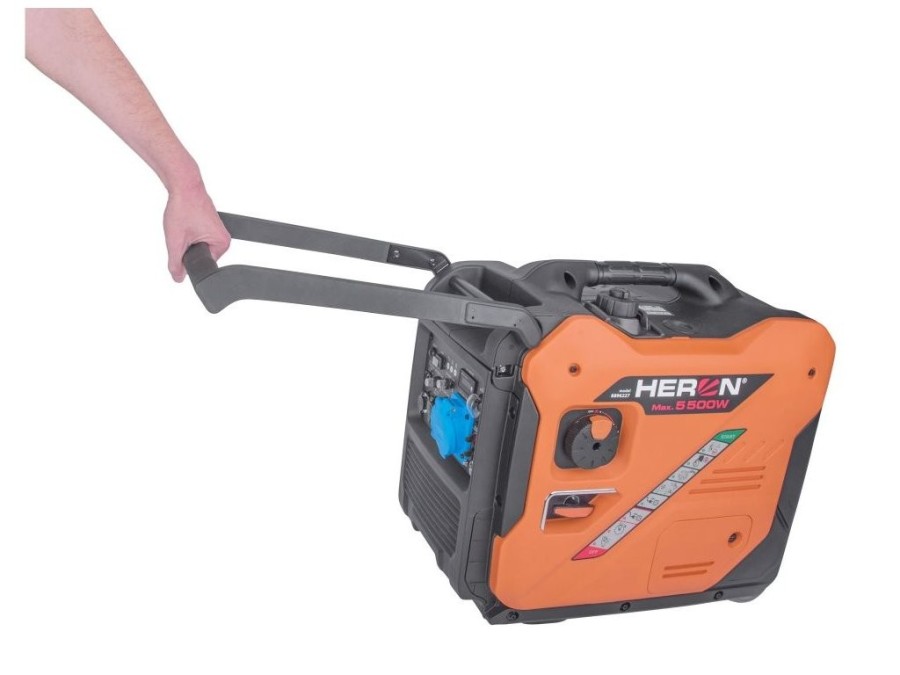 (obrázek pro) Elektrocentrála digitální invertorová, 5,5 kW, elektrický start, ATS-ready, podvozek - HERON