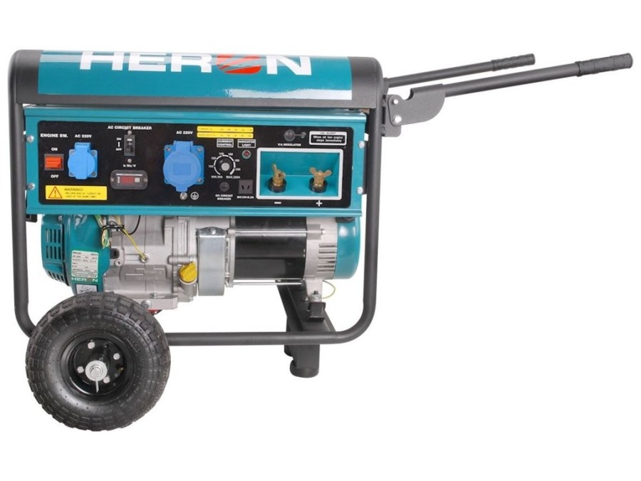 (obrázek pro) Elektrocentrála se svářečkou 220A, benzínová 14HP, 5,5kW, HERON, EWH 220