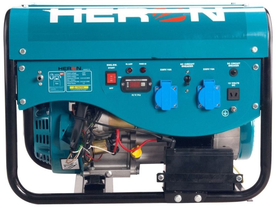 (obrázek pro) Elektrocentrála benzínová a plynová (LPG/NG) 6,3HP, elektrický start, Benzín 2,4kW, LPG 2,2kW, CNG 2,0kW, HERON, LPGG 22