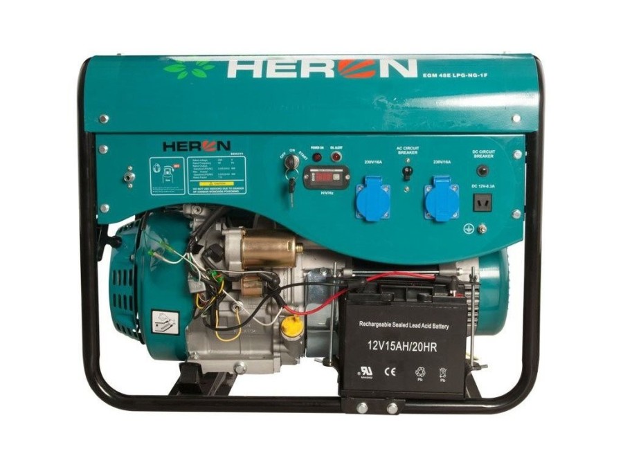 (obrázek pro) Elektrocentrála benzínová a plynová (LPG/NG) 13HP, elektrický start, Benzín 5,0kW, LPG 4,8kW, CNG 4,6kW, HERON, LPGG 50