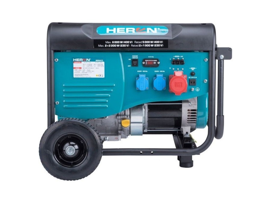(obrázek pro) Elektrocentrála benzínová 13HP/6,0kW (400V), 2x2,2kW (230V), podvozek HERON