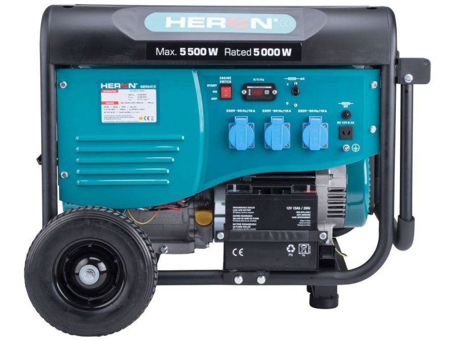(obrázek pro) Elektrocentrála benzínová 5,5kW/13HP, pro svařování, elektrický start, podvozek HERON