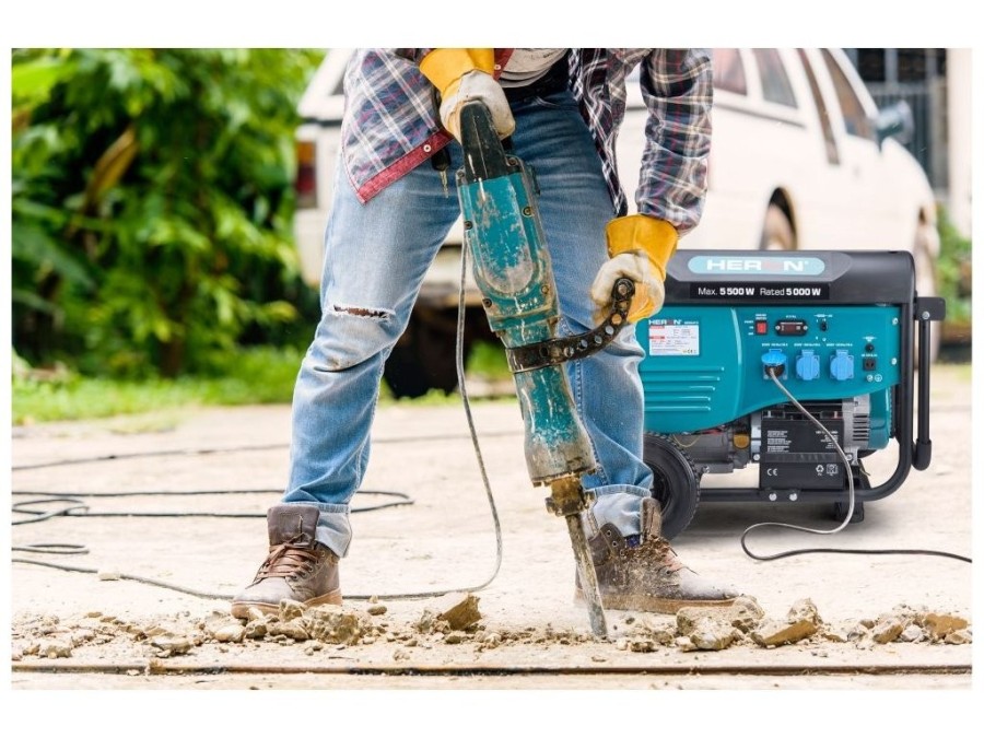 (obrázek pro) Elektrocentrála benzínová 5,5kW/13HP, pro svařování, elektrický start, podvozek HERON