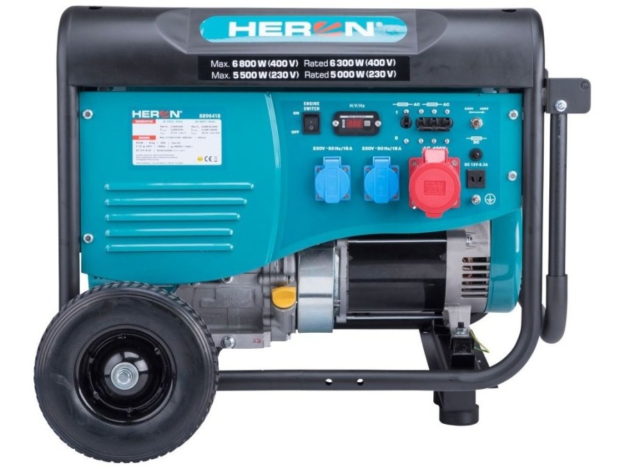 (obrázek pro) Elektrocentrála benzínová 15HP/6,8kW (400V), 5,5kW (230V), podvozek HERON
