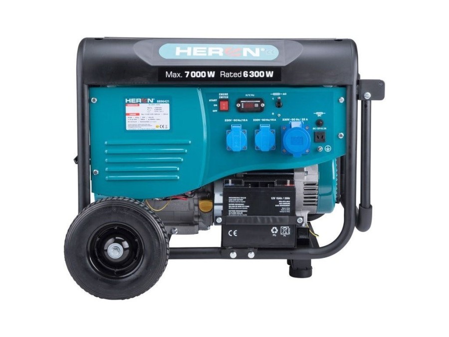 (obrázek pro) Elektrocentrála benzínová 7,0kW/15HP, pro svařování, elektrický start, podvozek HERON