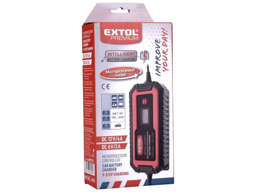 (obrázek pro) Autonabíječka 9stupňová, řízená mikroprocesorem, 12V/6V, 4A EXTOL PREMIUM