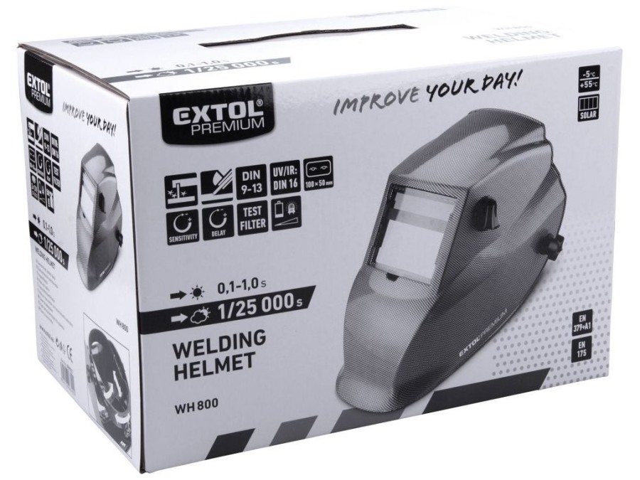 (obrázek pro) Kukla svářecí samostmívací, karbonová, 100x50mm, 1/25000s, EXTOL PREMIUM