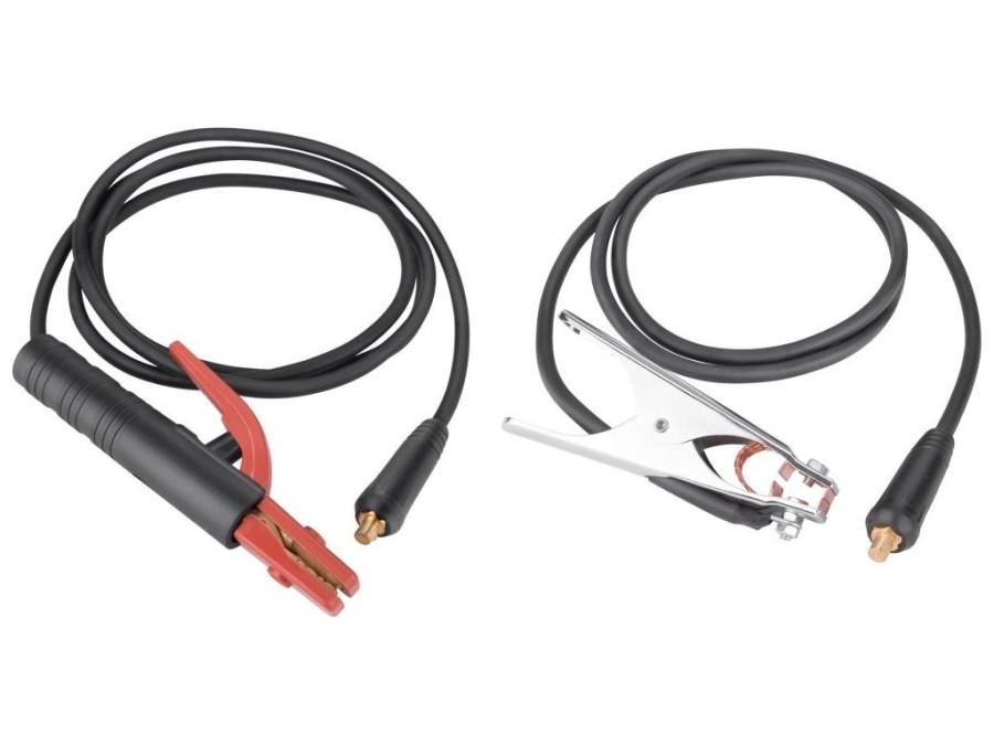 (obrázek pro) Kabely svařovací, sada 2ks, 16mm2, 5m, 10-25, kleště 200A, guma EXTOL PREMIUM