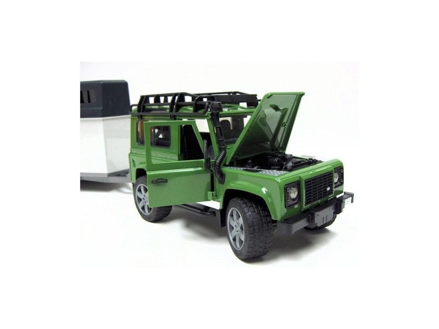 (obrázek pro) Land Rover Defender s přívěsem na koně + kůň 02592 BRUDER