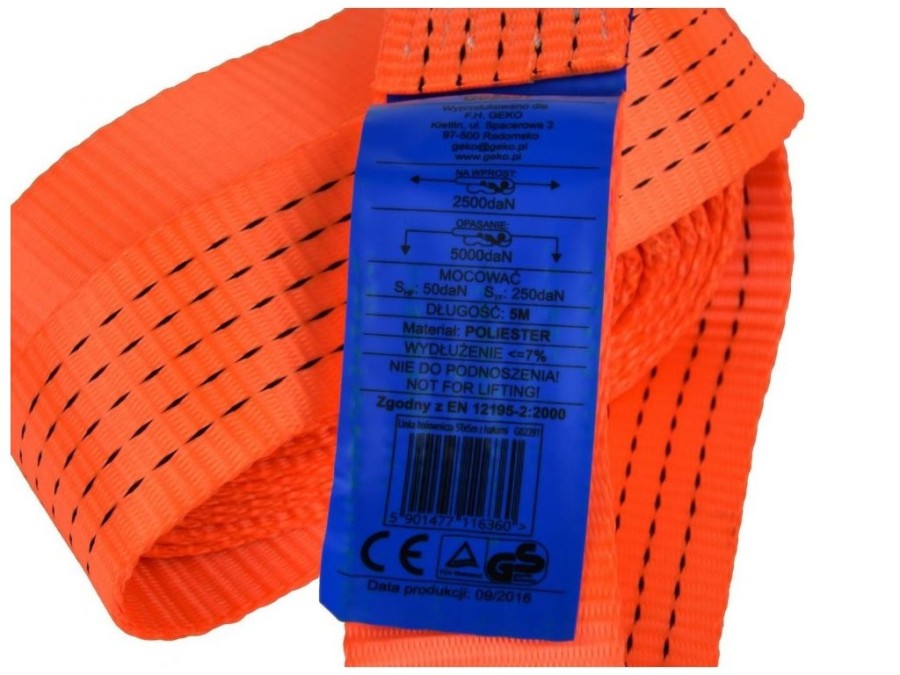 (obrázek pro) Tažné lano 5m, 5t s háky GEKO