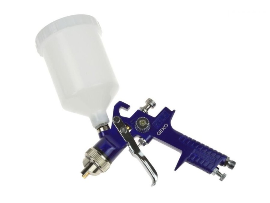 (obrázek pro) Stříkací pistole HVLP s manometrem, nádobkou 0,6l, tryskou 1,4mm a odlučovačem vody GEKO