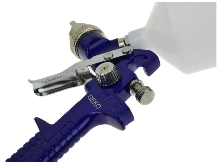 (obrázek pro) Stříkací pistole HVLP s manometrem, nádobkou 0,6l, tryskou 1,4mm a odlučovačem vody GEKO