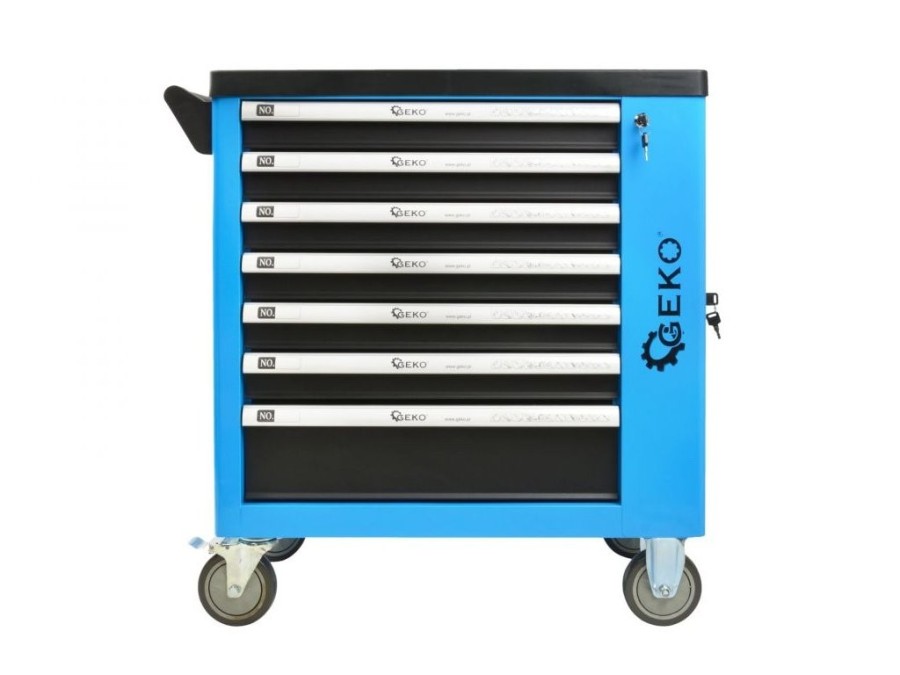 (obrázek pro) Dílenská pojízdná skříňka 7 zásuvek s vybavením 243 ks GEKO