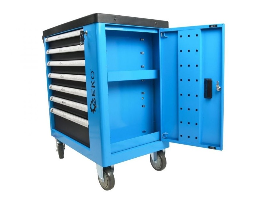 (obrázek pro) Dílenská pojízdná skříňka 7 zásuvek s vybavením 243 ks GEKO