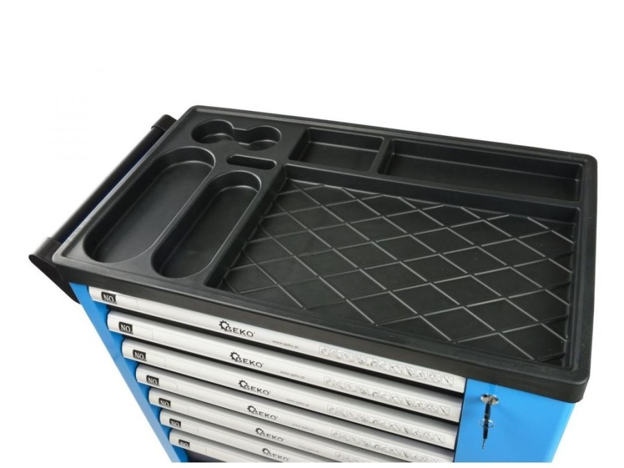 (obrázek pro) Dílenská pojízdná skříňka 7 zásuvek s vybavením 243 ks GEKO