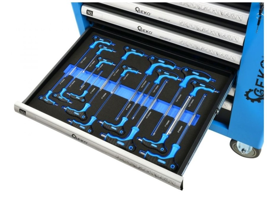 (obrázek pro) Dílenská pojízdná skříňka 7 zásuvek s vybavením 243 ks GEKO