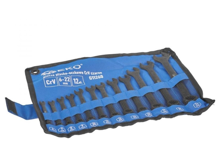 (obrázek pro) Klíče očkoploché 6-22mm, CrV-černé, sada 12ks GEKO