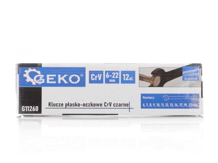 (obrázek pro) Klíče očkoploché 6-22mm, CrV-černé, sada 12ks GEKO