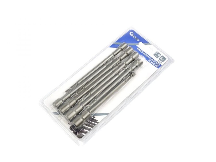 (obrázek pro) Klíče nástrčné do vrtačky, prodloužené, magnetické, sada 8ks, 6-13mm GEKO