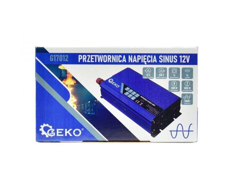 (obrázek pro) Měnič napětí 12/230V 500W/1000W, čistá sinusovka GEKO