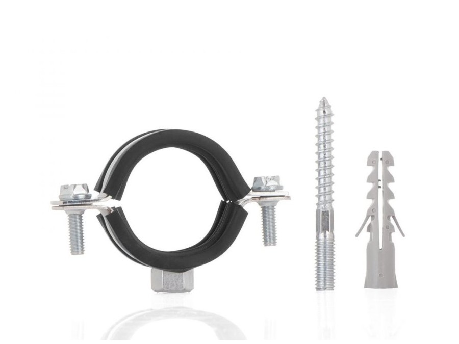 (obrázek pro) Objímka na trubky 5/4″ 38-43mm, s gumovou vložkou, dva šrouby GEKO