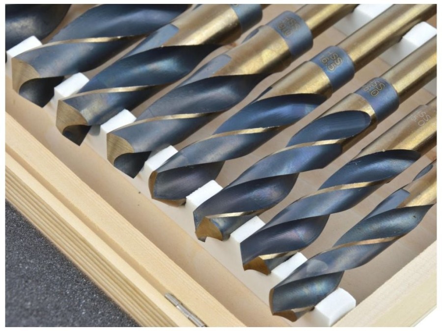(obrázek pro) Sada 8ks HSS-Co vrtáků 14-25,5mm do oceli a dřeva GEKO