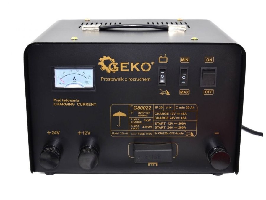 (obrázek pro) Nabíječka autobaterií 400Ah, 12/24V, 45A GEKO, FUNKCE START, s dálkovým ovládačem