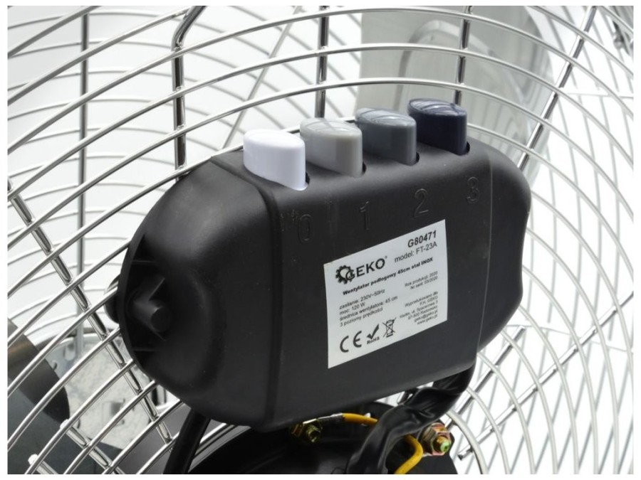 (obrázek pro) Podlahový ventilátor 120W, 45cm ocelový INOX GEKO