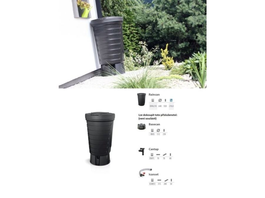 (obrázek pro) Plastová nádrž na dešťovou vodu 210L RAINCAN