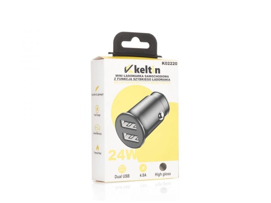 (obrázek pro) Nabíječka do auta s funkcí rychlého nabíjení 2xUSB, 24W, 4,8A KELTIN