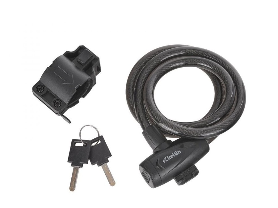 (obrázek pro) Zámek na jízdní kolo, lanový, 12x1200mm, zamykání na klíč KELTIN