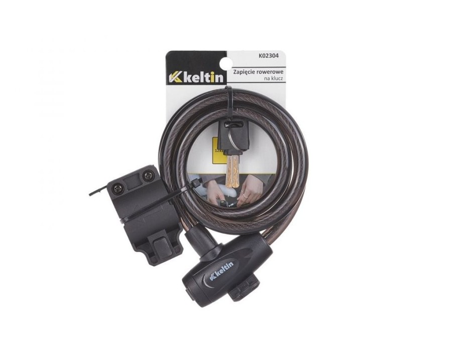(obrázek pro) Zámek na jízdní kolo, lanový, 12x1200mm, zamykání na klíč KELTIN
