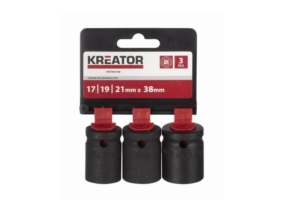 (obrázek pro) KRT095100 3ks nástrčných hlavic 17-19-21mm 1/2″ KREATOR