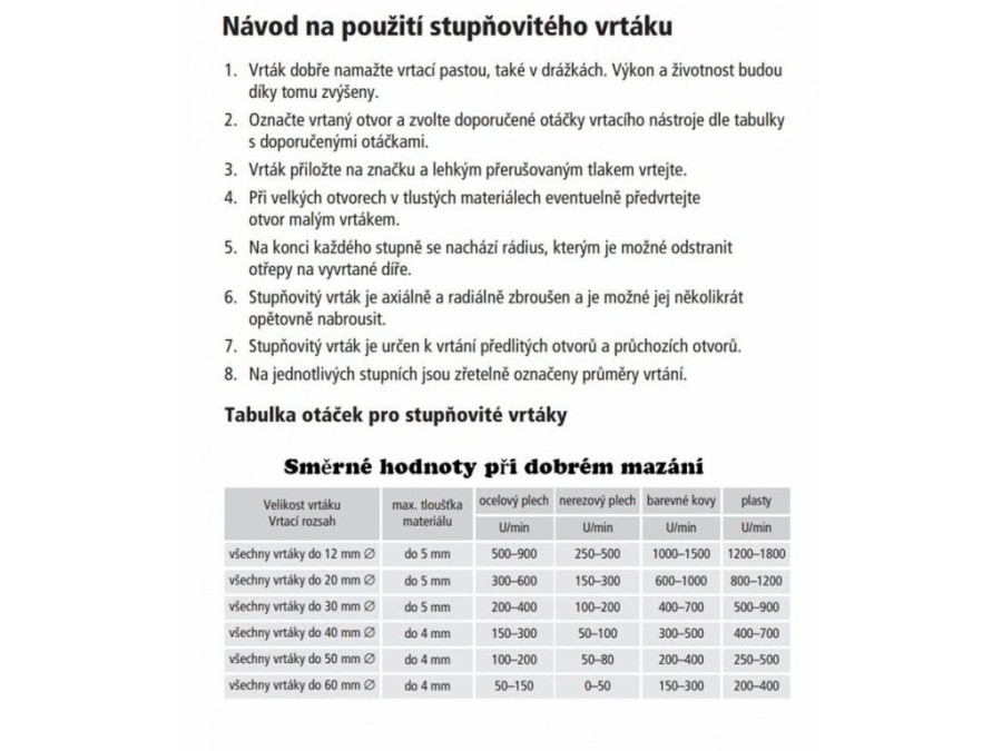 (obrázek pro) Stupňovitý vrták se spirálou 4-32mm RAPID