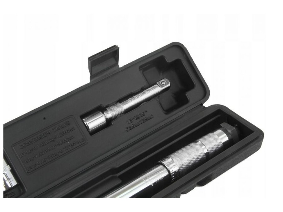 (obrázek pro) Dynamometrický, momentový klíč 1/2″, 28-210Nm s prodloužením 125mm a ořechy 17, 19, 21mm MAR-POL