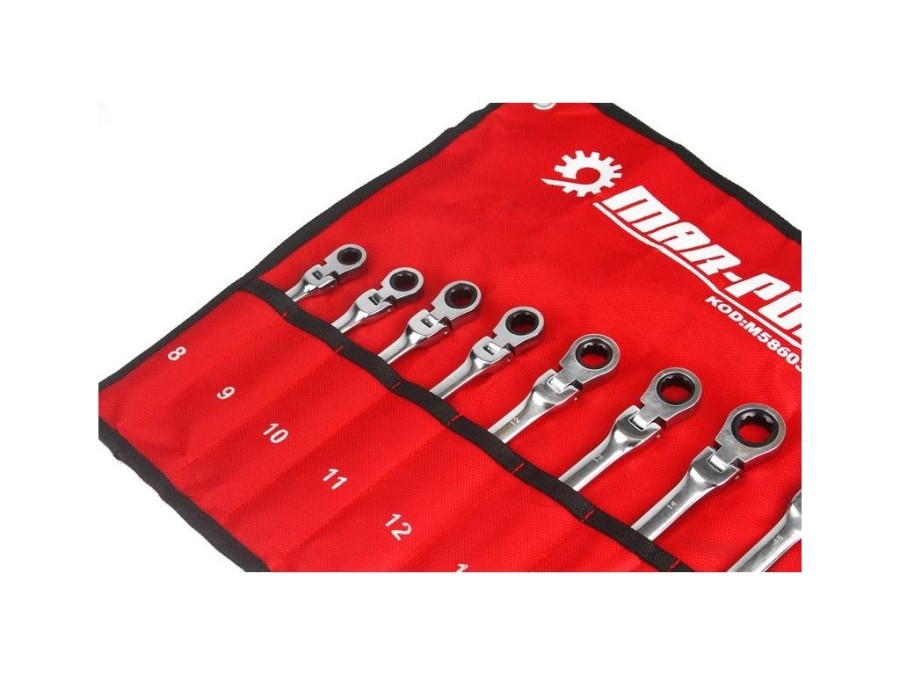 (obrázek pro) Klíče očkoploché ráčnové s kloubem 12 ks 8-19mm MAR-POL