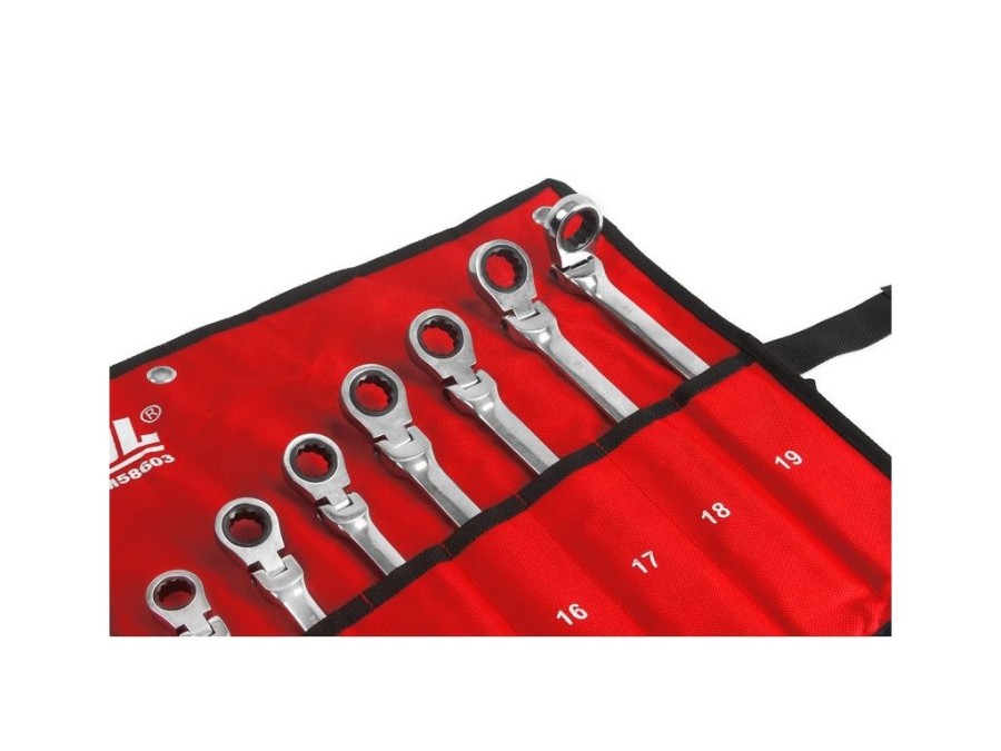 (obrázek pro) Klíče očkoploché ráčnové s kloubem 12 ks 8-19mm MAR-POL