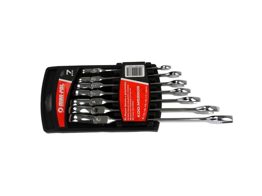 (obrázek pro) Klíče očkoploché, ráčnové s kloubem 7ks 8-19mm MAR-POL